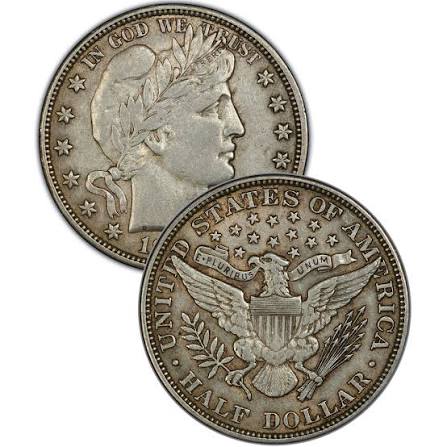 1914-P Barber Half Dollar reverse close-up showing blank mint mark area — the lowest mintage Barber Half