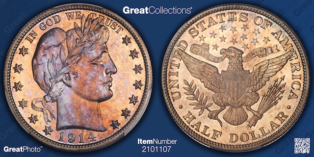 Historical view of the Philadelphia Mint or group of Barber Half Dollars including the 1914-P key date